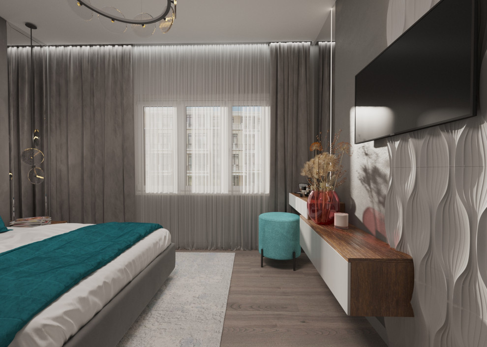 Спальня в современном стиле с гардеробной