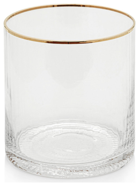 Optic Rock Glasses With Gold Rim, Set of 6 - Liquor Glasses - by Zodax ...