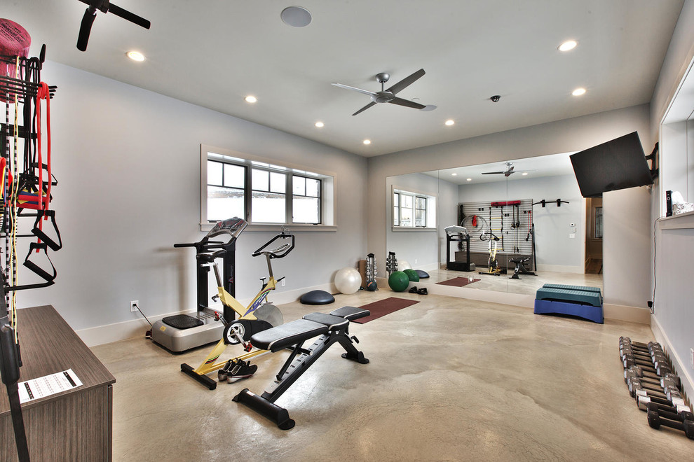 This is an example of a contemporary home gym in Salt Lake City.
