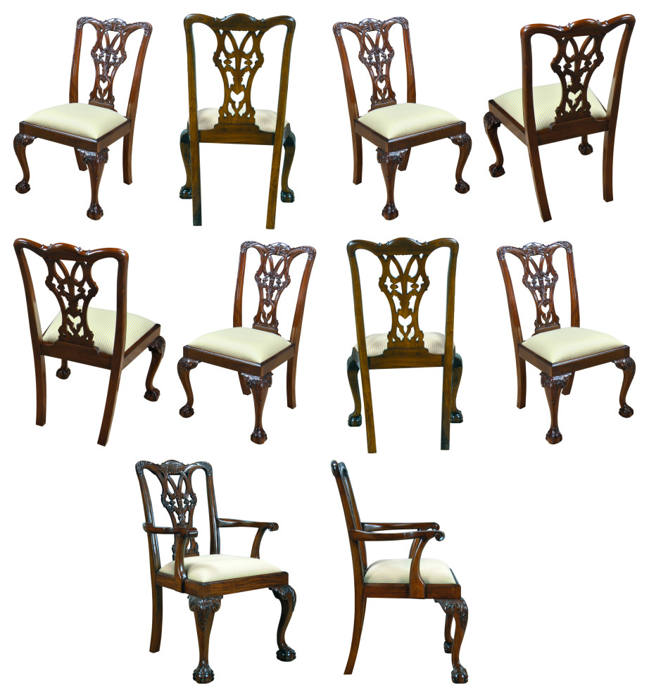 10Piece Ball and Claw Arm Chair Set Traditional Dining Chairs by