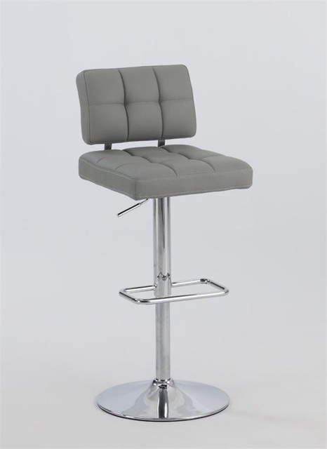 Chintaly Pneumatic Tufted Back Bar Stool Chrome And Gray Chintaly Pneumatic Tufted Back Bar Stool Chrome And Gray Contemporary Stools