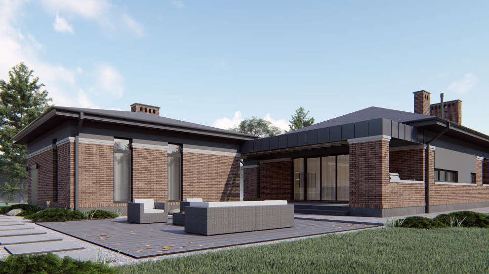 Проект одноэтажного дома с отдельным домом для подростка