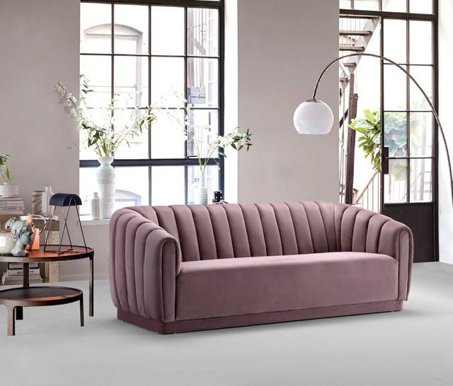 Chic Home Van Gogh Sofa, Blush Contemporary Living Room New York