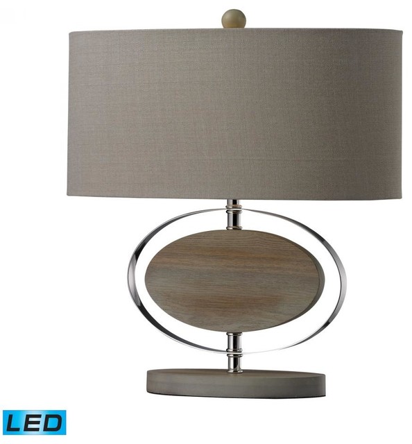 One Light Bleached Wood With Chrome Table Lamp