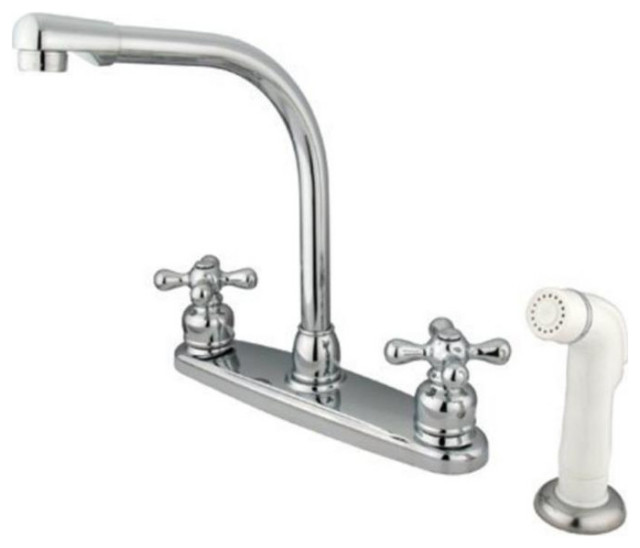 GKB711AX Water Saving High Arch Kitchen Faucet, Cross Handles, Sprayer