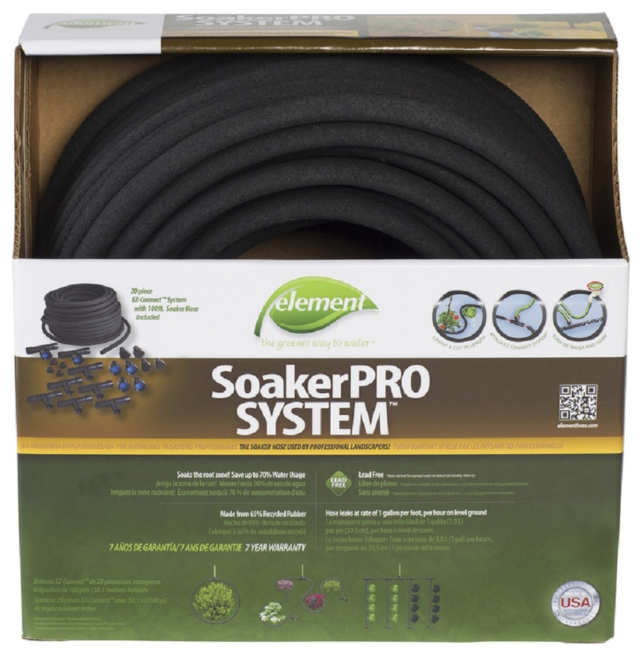 Element SoakerPro System Garden Hose Kit, Black, 3/8 in X 100 ft
