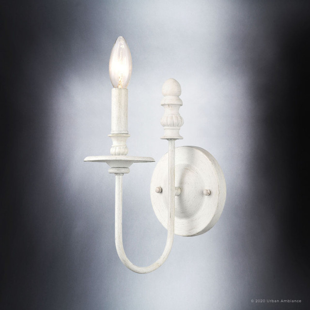 Luxury Cottagecore Wall Sconce, Weathered White, UEX2261 - French ...