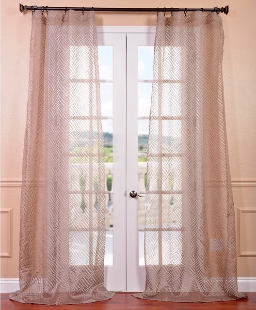 Zara Taupe Patterned Sheer Curtain Panel