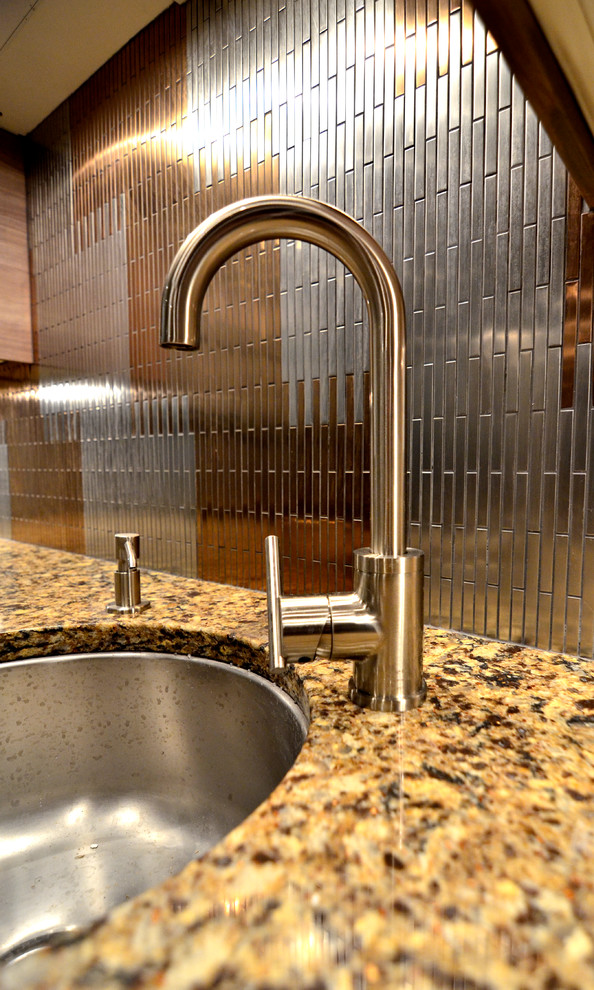 Basement Bar Sink with Stainless Faucet Industrial Philadelphia