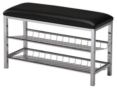 Angelo Shoe Rack Bench Chrome Contemporary Shoe Storage By