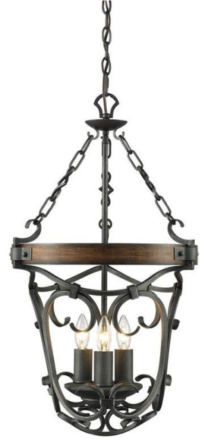 Madera 3 Light Pendant in Black Iron with