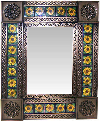 Small Sunflower Tile Talavera Tin Mirror Mediterranean Sunflower Tile Talavera Tin Mirror