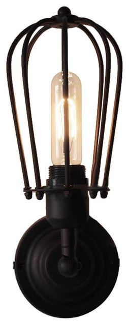 Industrial Iron Cage-Style Shade Wall Sconce Light