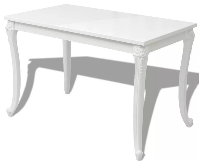 vidaXL Dining Table 45.7" High Gloss White Dinner Table Home Kitchen Desk