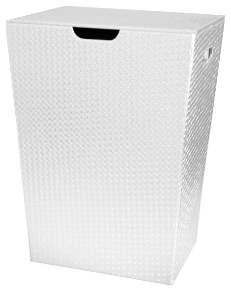 Rectangular Laundry Basket Made From Faux Leather White Rectangular Laundry Basket Made From Faux Leather White Contemporary Hampers By Thebathoutlet