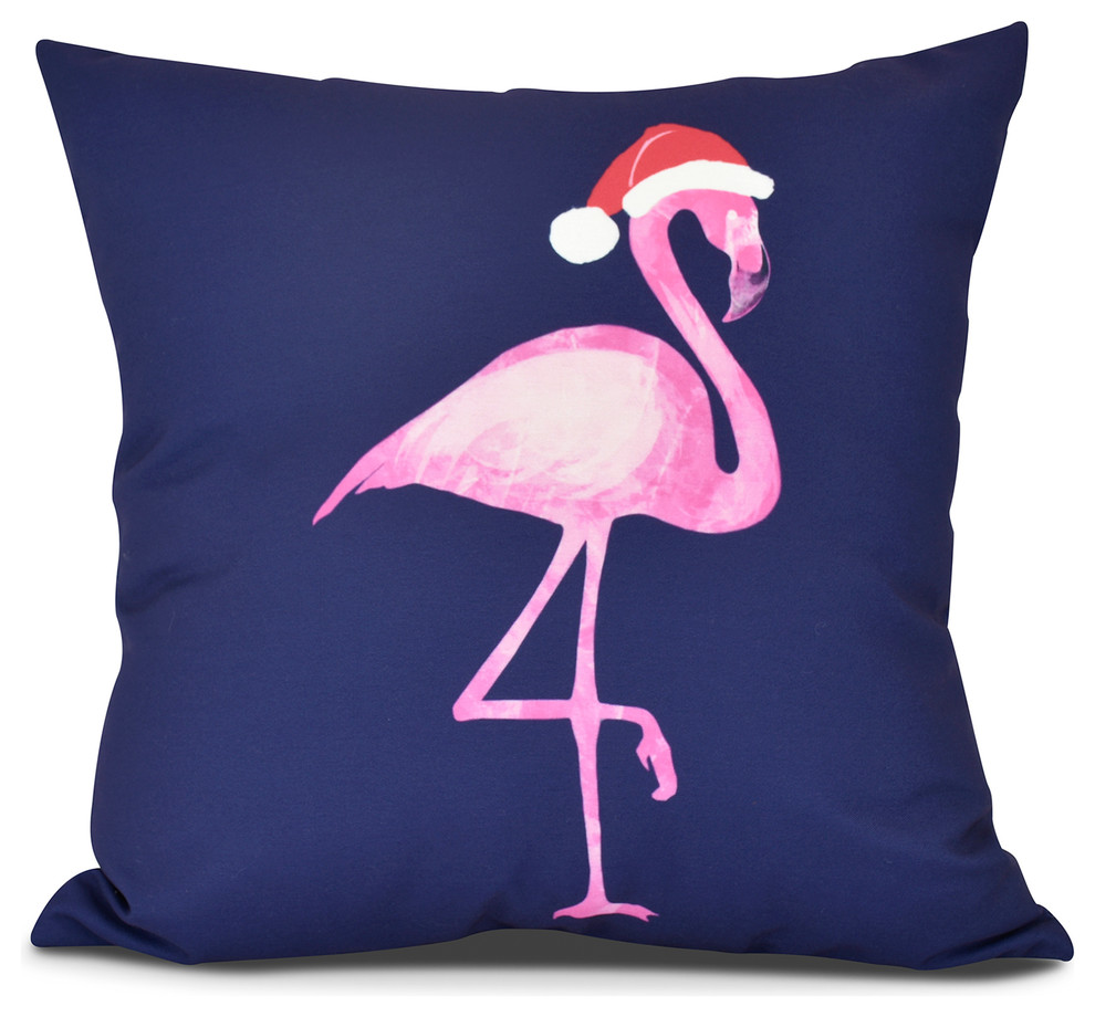 Snow Bird, Animal Print Pillow, Navy Blue, 16" x 16"