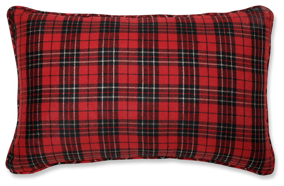 Holiday Plaid Red Rectangular Throw Pillow, Rectangular Throw Pillow