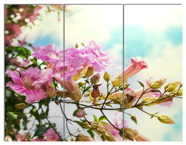 "Pink Flowers in Hawaiian Garden" Metal Art - Contemporary - Metal Wall