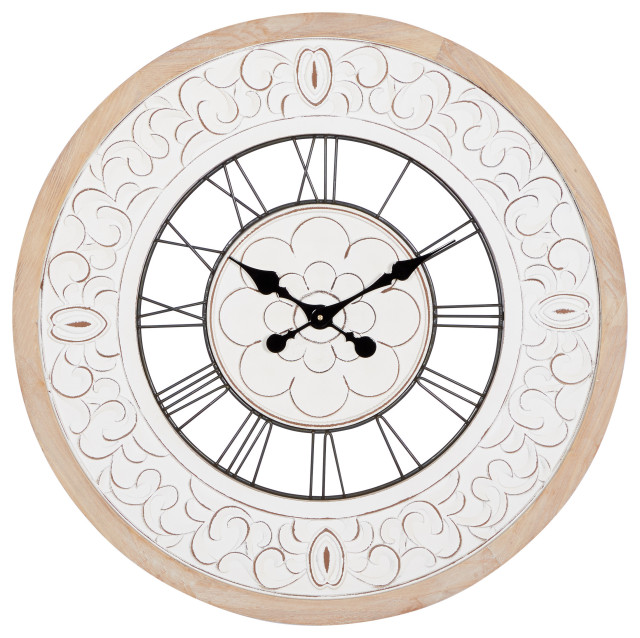 Farmhouse White Wood Wall Clock 92177 French Country Wall Clocks