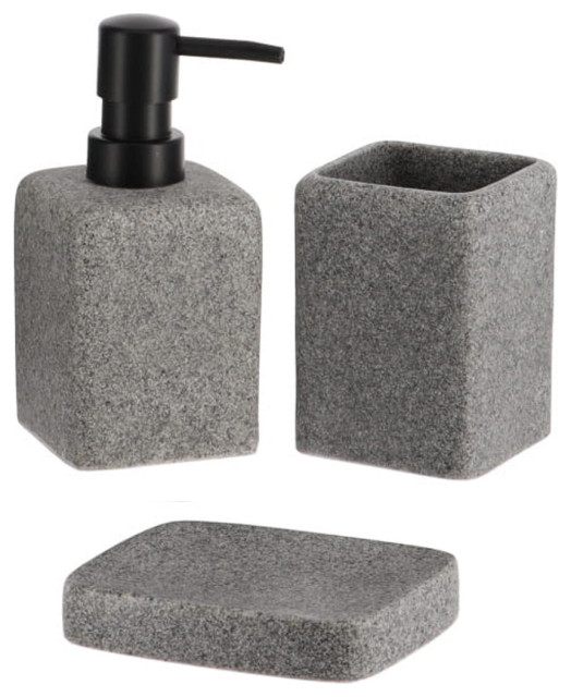 Granite Grey Bathroom Accessory Set Up to 4Pieces Transitional Bathroom Accessory Sets by