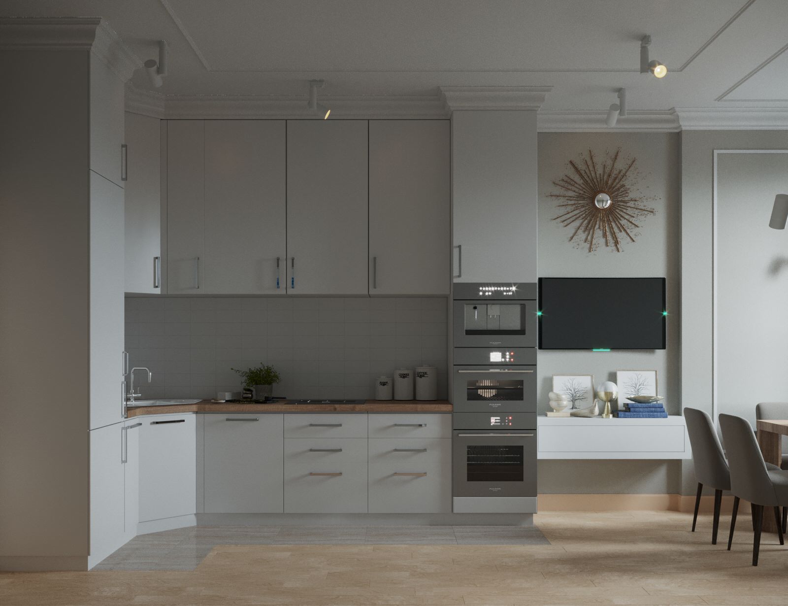 4-к квартира в Москве в пастельных тонах современной классики