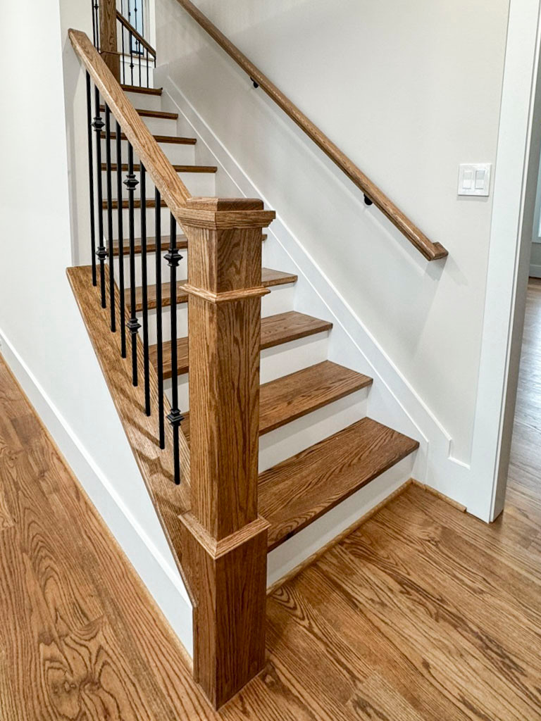 117_Distinct Oak Staircase with Iron Balusters & Oak Rail Profile, Chantilly VA
