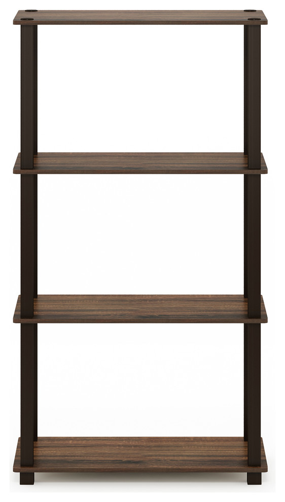 4-Tier Multipurpose Shelf Display Rack With Square Tube, Walnut/Brown ...