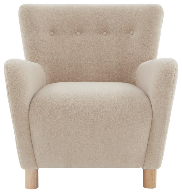 Safavieh Couture Carey Faux Shearling Accent Chair, Tan