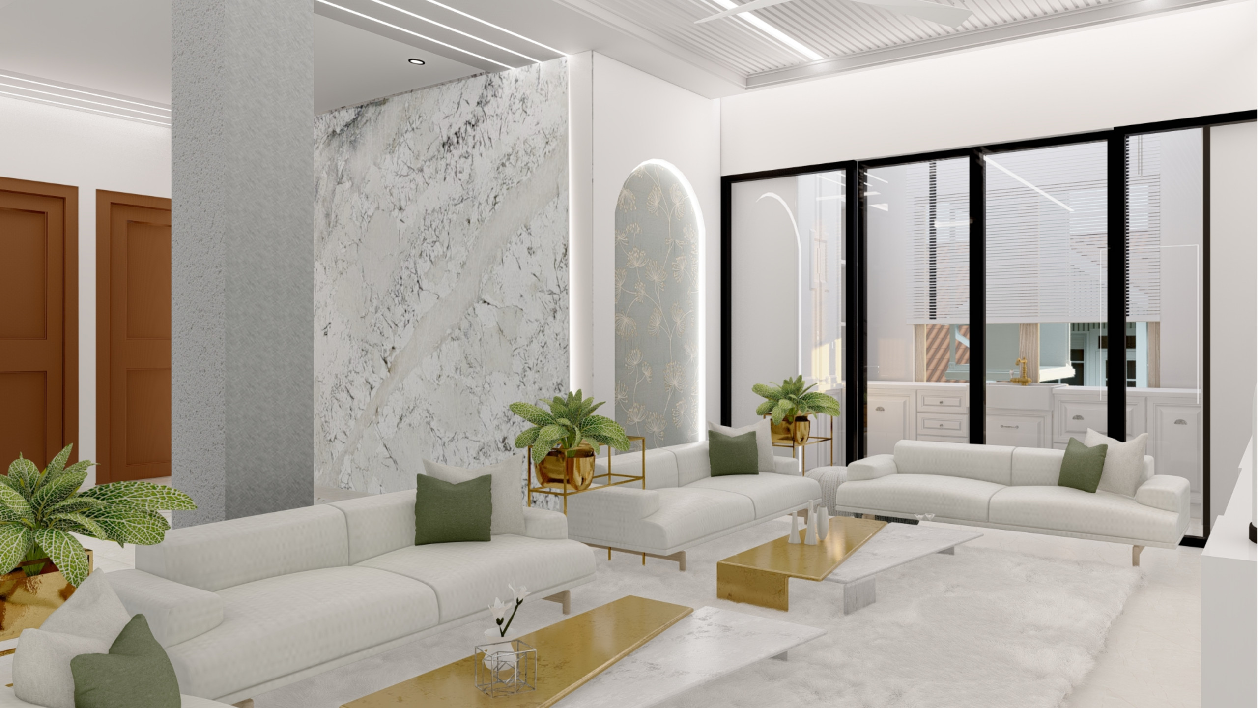 Chic Modern Lounge with Subtle Accents in Godalming