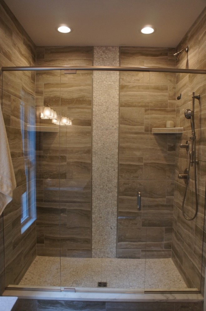 Bathroom - transitional gray tile and ceramic tile ceramic tile bathroom idea