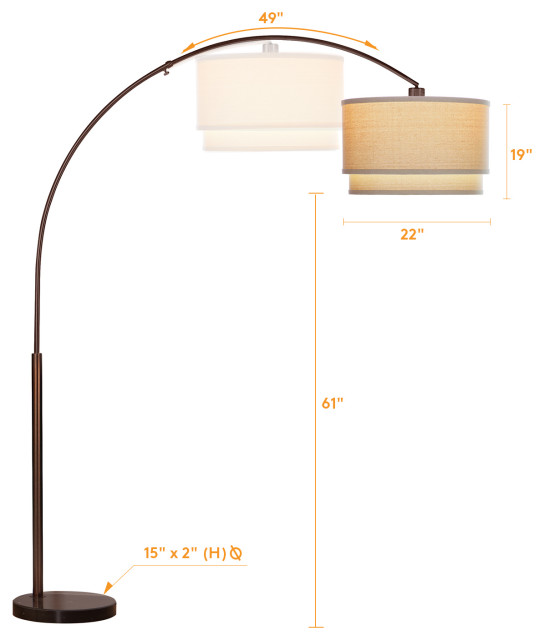 Brightech Mason - Arc Floor Lamp with Unique Hanging Drum Shade ...