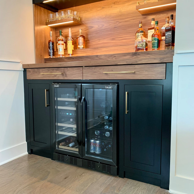 Black Walnut Home Bar w/ Custom LED Lighting Modern Home Bar Atlanta by 62 Screws Houzz