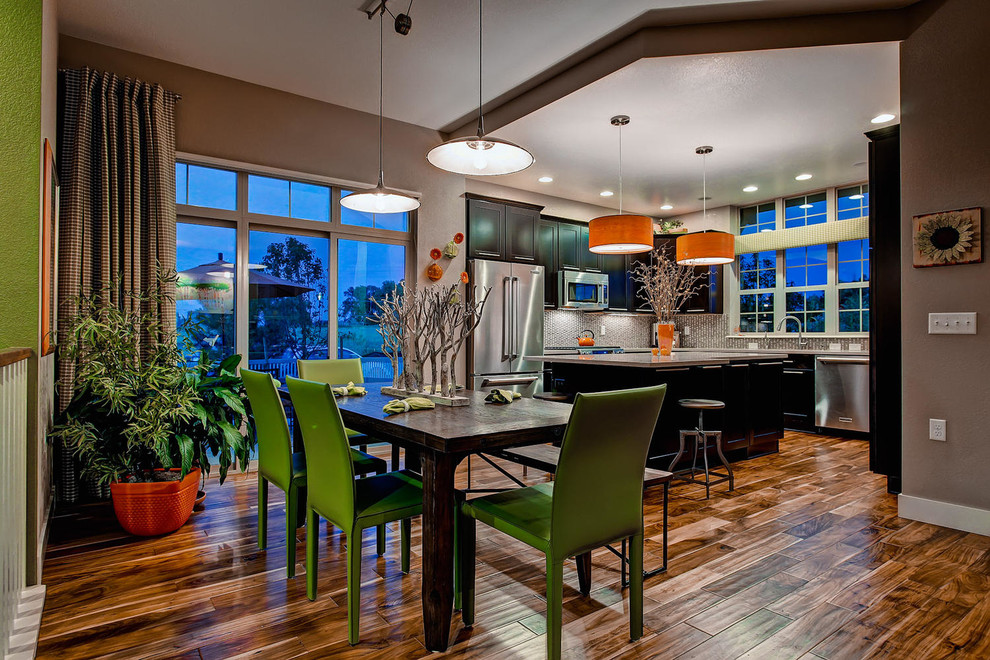Transitional dining room photo in Denver