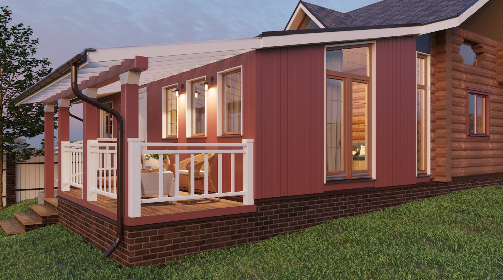 Пристройка каркасного типа к рубленному деревянному дому