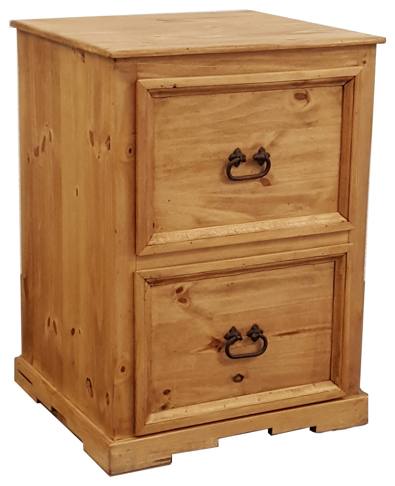 Traditional Rustic File Cabinet With 2 Drawers Traditional