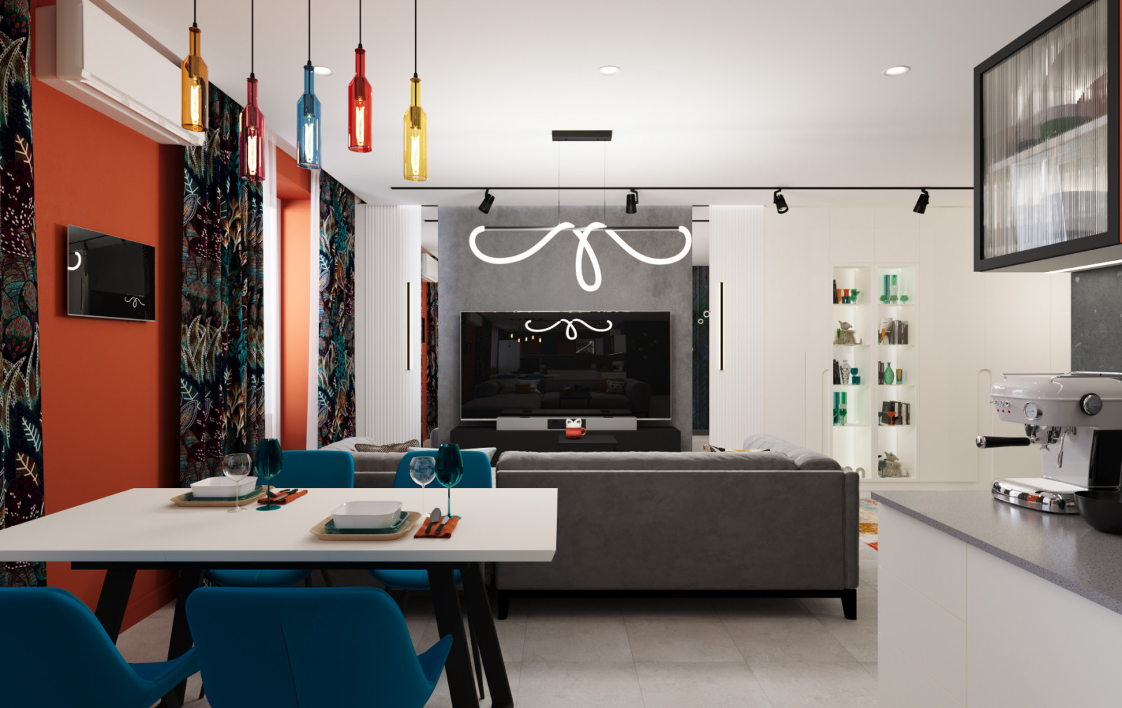 Двухкомнатная квартира с ярким интерьером