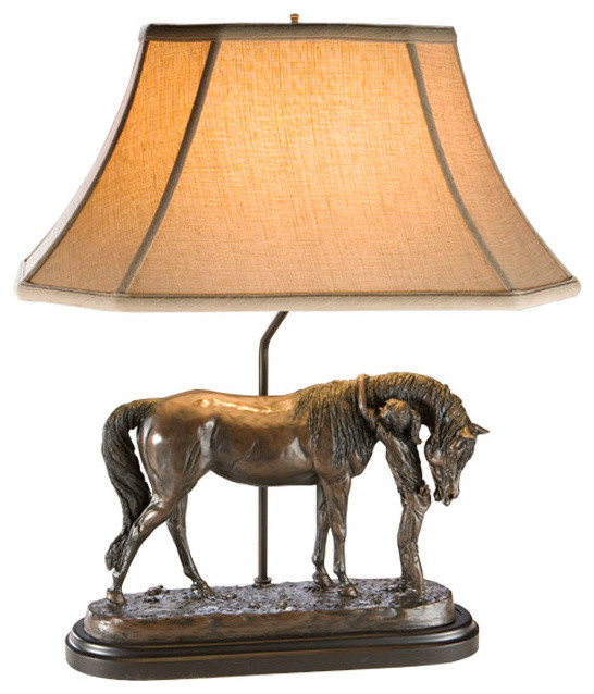 GIRL AND HER HORSE SCULPTURE LAMP Traditional Table Lamps by
