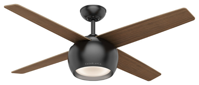 Casablanca 54" Valby Ceiling Fan With Light Kit & Wall Control, Matte Black