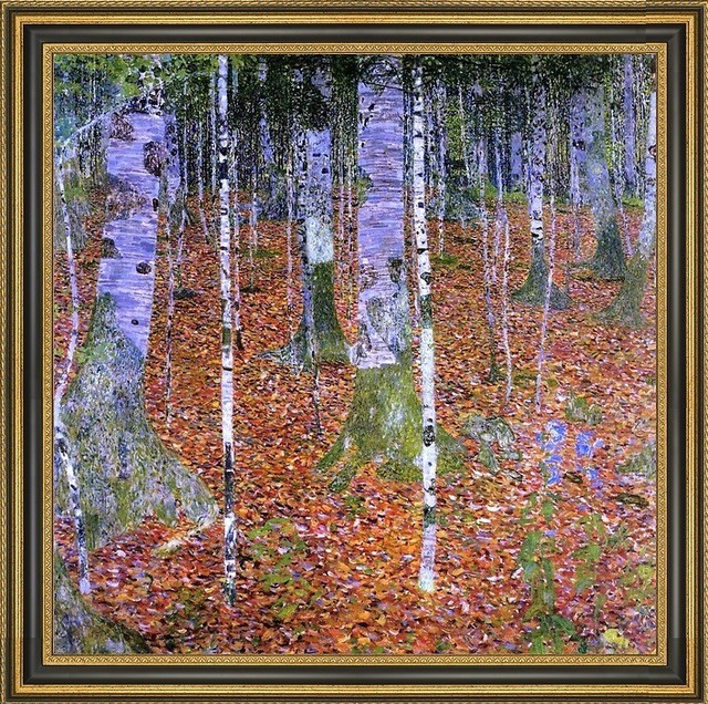 Gustav Klimt Birch Forest Framed Premium Canvas Print, 20"x20"