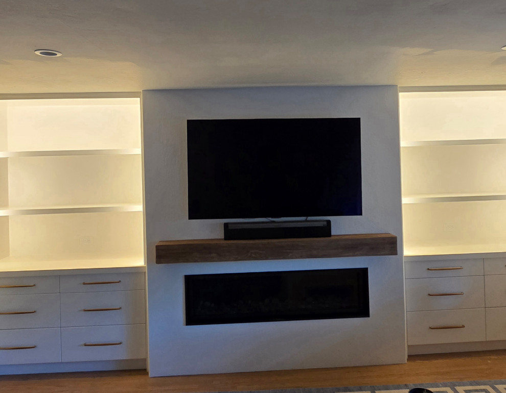 Modern Media Wall with Custom Built-Ins LED