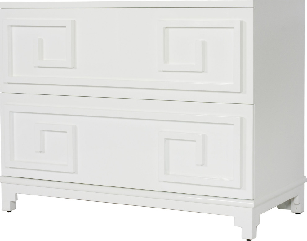 Worlds Away - Wrenfield 2 Oriental Drawer Chest In White Lacquer -...