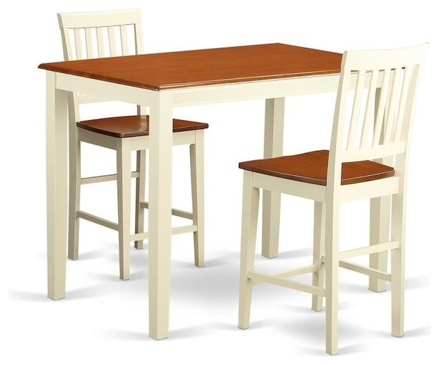 3Piece Counter Height Pub Set, Kitchen Table And 2 Kitchen Bar Stool Contemporary