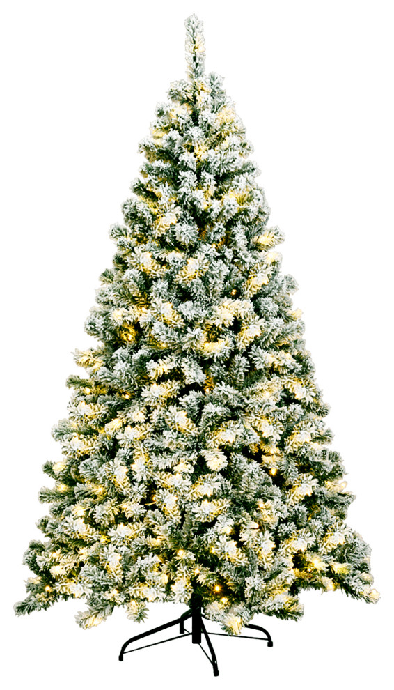 6' PreLit Premium Snow Flocked Hinged Artificial Christmas Tree With