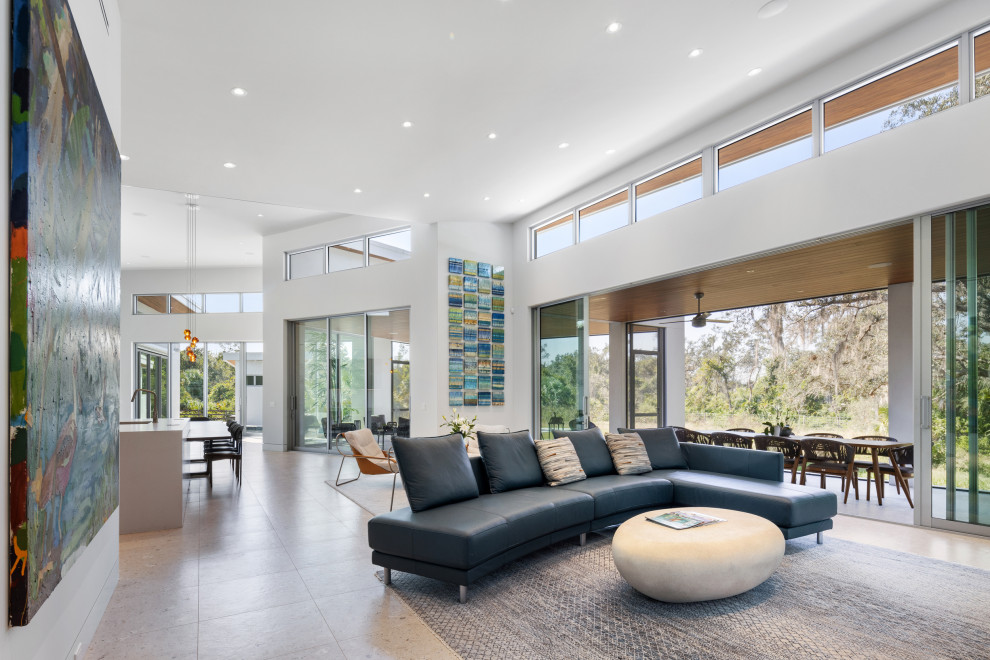 Contemporary living room in Tampa.