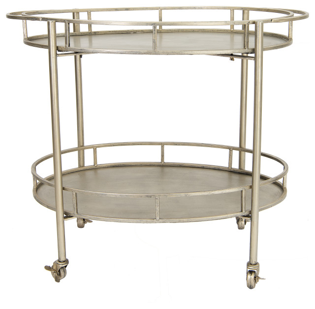 2Tier Metal Bar Cart With Locking Caster Wheels Transitional Bar Carts by Creative Coop