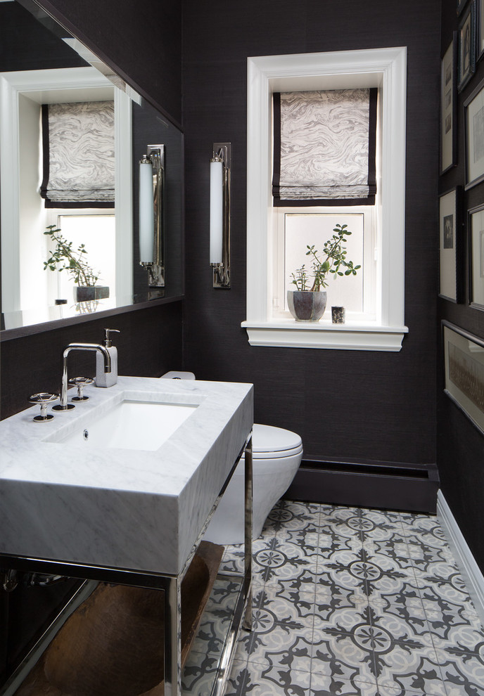 This is an example of an eclectic powder room in Chicago.