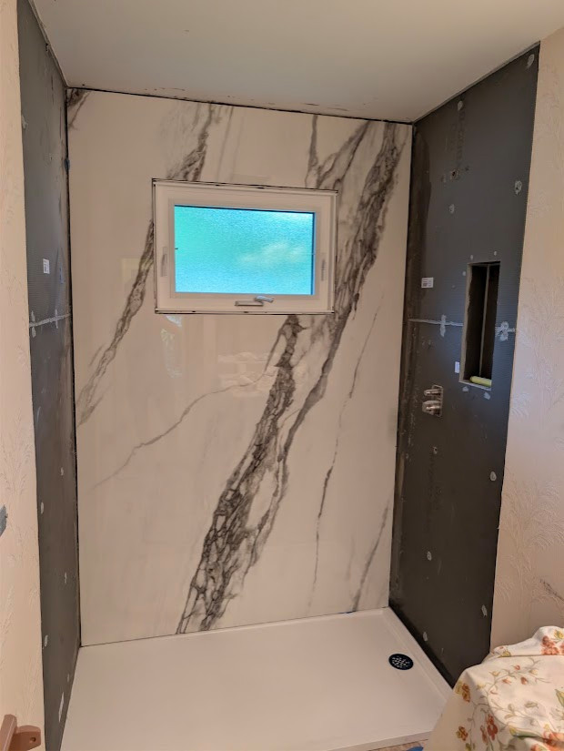 Bathroom Remodel - Large One-Piece Backsplash