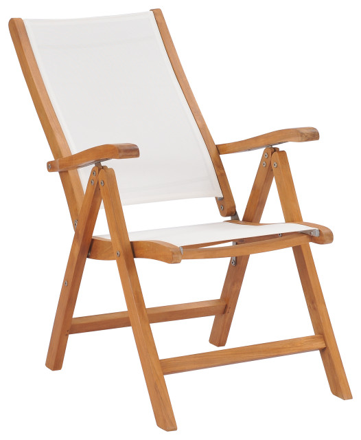 Teak Wood California Outdoor Patio, Outdoor Patio Reclining Sling Chair With Ottoman