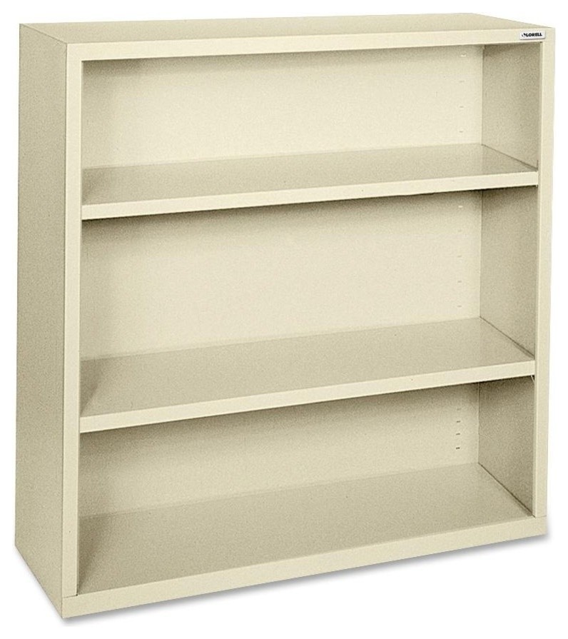 Lorell Fortress Series Bookcases, 13"X34.5"X42", Steel, 3-Shelf, Putty