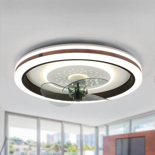 Oaks Aura 18.9" Smart App Remote Control Flush Mount Ceiling Fan With